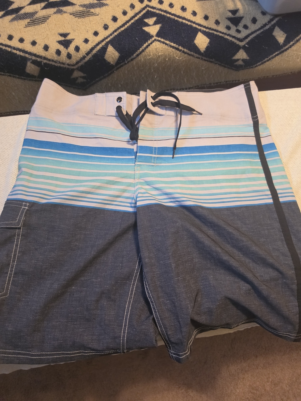 Mossimo Supply Co. Blue Teal Stripe Swim Shorts